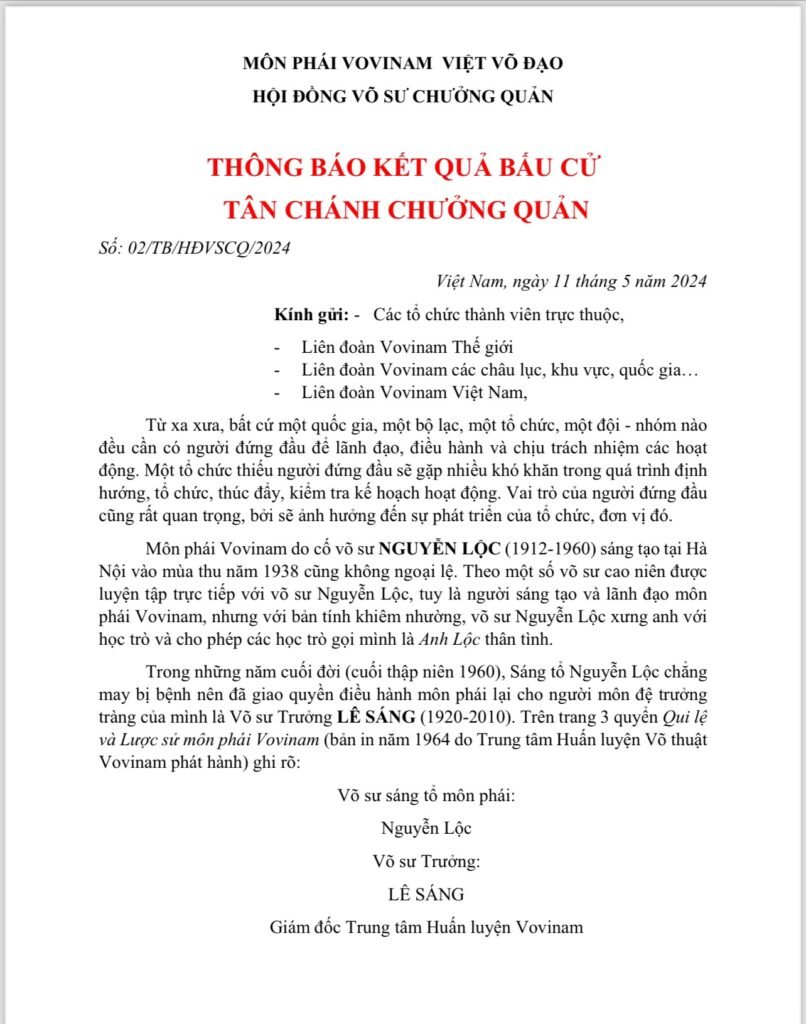 Thông báo kết quả bầu cử tân Chánh Chưởng quản VVF.Thongbao1