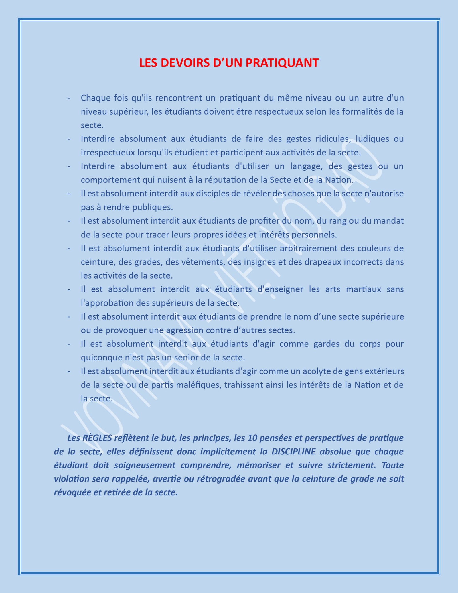 OBJECTIF ET PRINCIPE DE LA SECTE VOVINAM 3