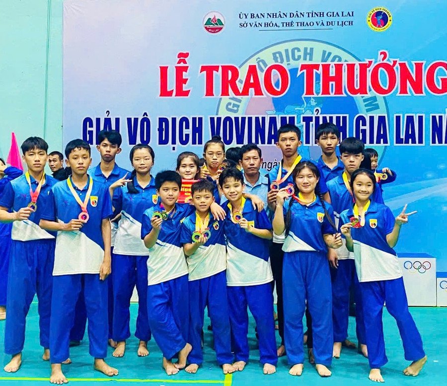 anh hai hang sau thu 4 tu phai sang cung cac vo sinh tham gia giai vo dich vovinam tinh gia lai nam 2024n anh nvcc