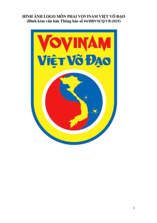 THÔNG BÁO VỀ VIỆC ĐĂNG KÝ SỬ DỤNG NHÃN HIỆU VÀ BIỂU TRƯNG VOVINAM TRÊN VÕ PHỤC Logo mon phai dieu chinh